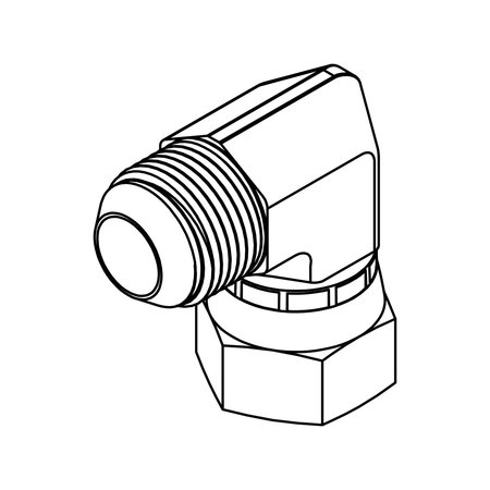 TOMPKINS Hydraulic Fitting-Steel14MJ-14FJX 90 6500-14-14